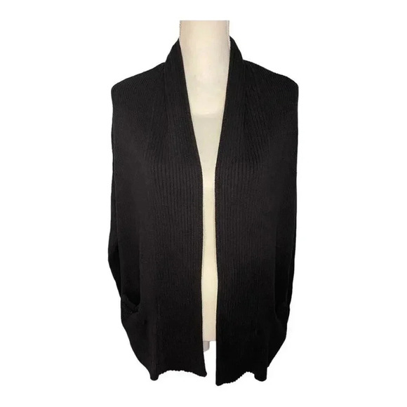 Adrienne Vittadini Women’s Medium 100% Corton Black Oversized Knit Cardigan - Picture 1 of 5